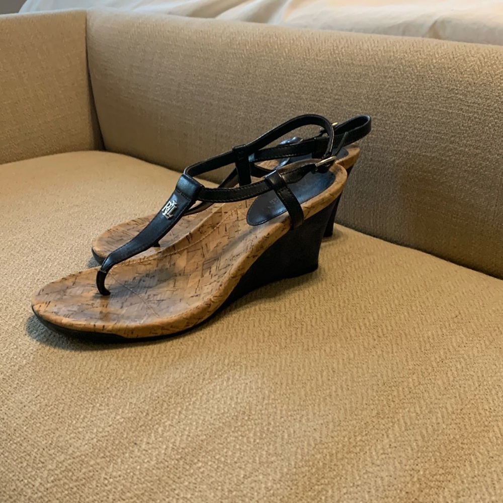 Ralph Lauren navy wedge sandals